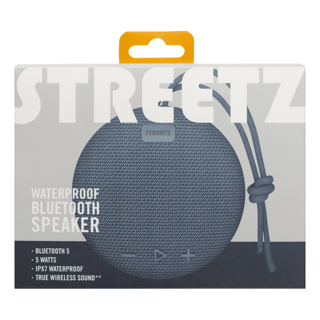 Bluetooth kolonėlė STREETZ atspari vandeniui, 1x 5 W, AUX, IPX7, mic, mėlyna / CM769