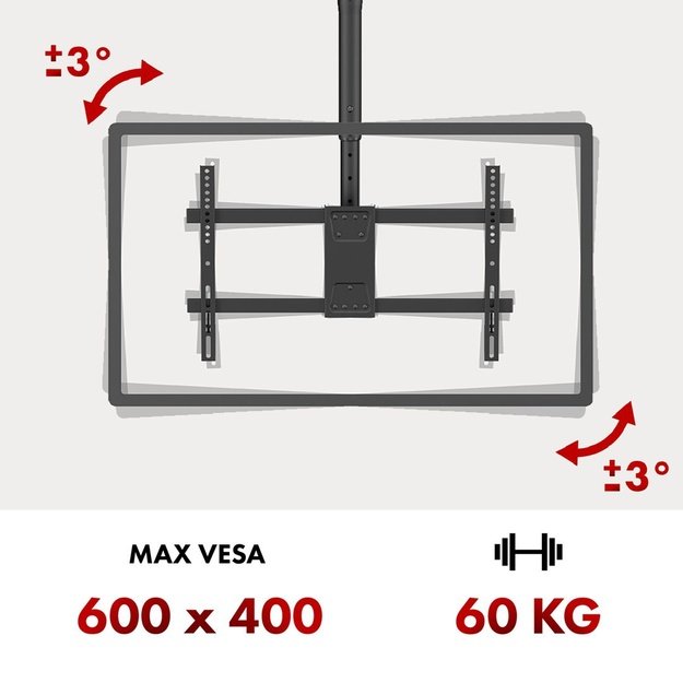 Maclean ceiling mount for TV, max load 60kg, 43-86 , max VESA 600x400, MC-112 B