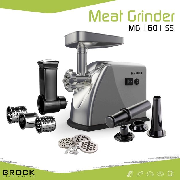 Brock MG 1601 SS Meat Grinder 1400W, Red/Steel