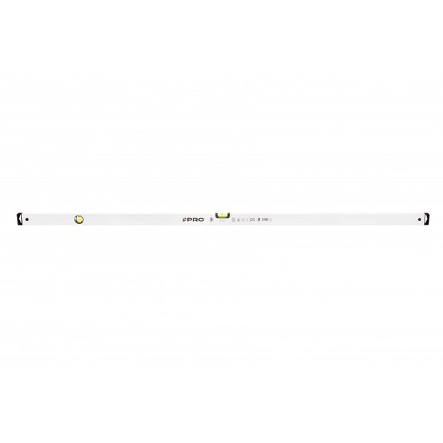 WHITE SPIRIT LEVEL HORIZONTAL AND VERTICAL INDICATOR 2% DROP 180 CM
