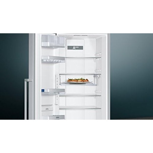 186 cm ner. plieno spalvos No Frost &scaron;aldytuvas be &scaron;aldymo kameros  Siemens KS36FPI3P