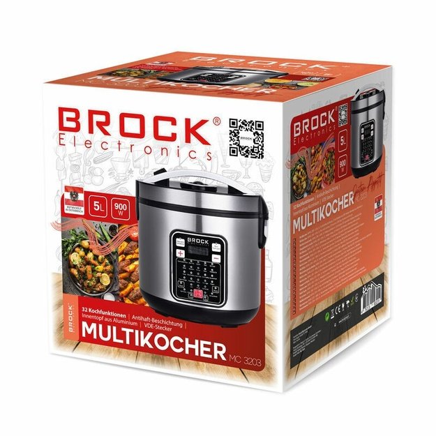 Brock MC 3203 Multicooker 5L 900W, Black/Steel