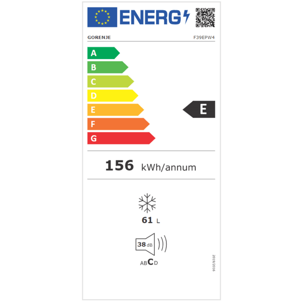 Gorenje | Freezer | F39EPW4 | Energy efficiency class E | Upright | Free standing | Height 84.2 cm | White