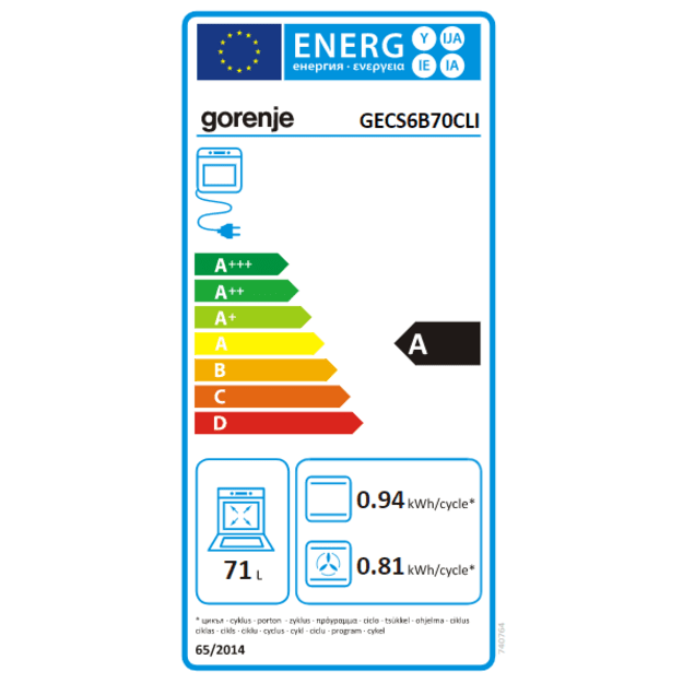 Gorenje GECS6B70CLI Freestanding cooker Ceramic hob Beige