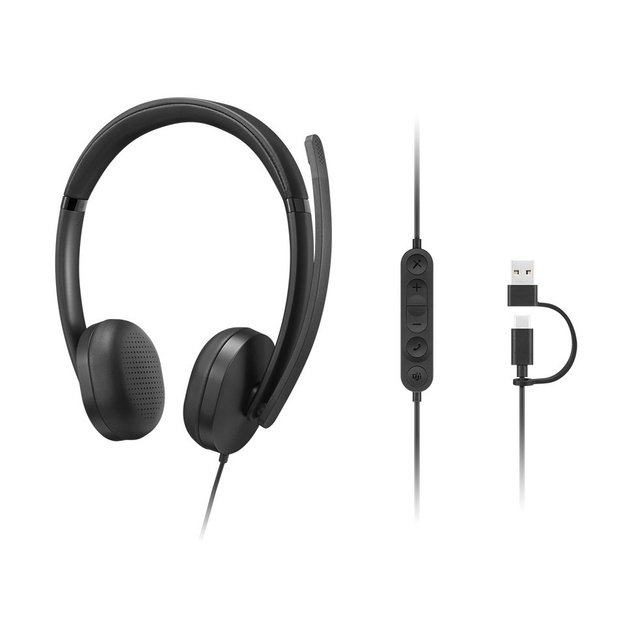 Lenovo VoIP 5000 Wired Headset w/ Mic, USB A/C, Bl