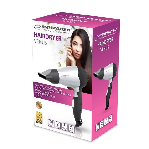 ESPERANZA HAIR DRYER 850W VENUS SILVER EBH002S