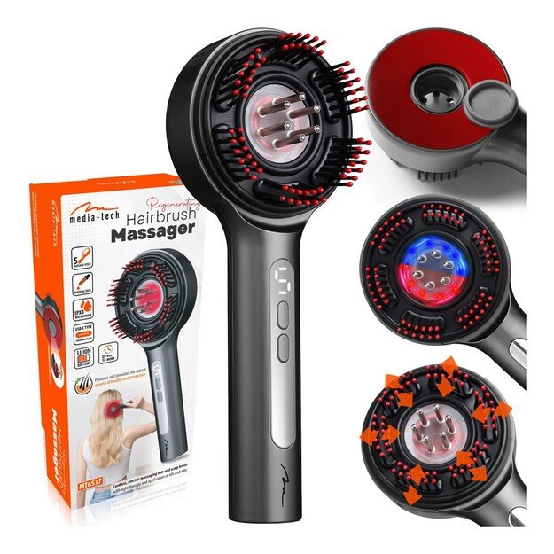 Regenerating hairbrush massager for hair and scalp MT6537