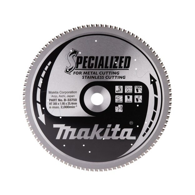 Pjovimo diskas MAKITA 305x25,4x1,95mm T100 -3&deg;