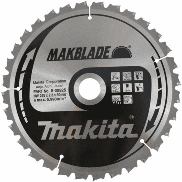 Pjovimo diskas MAKITA Makblade 255x30x2,3mm 32T 5&deg;