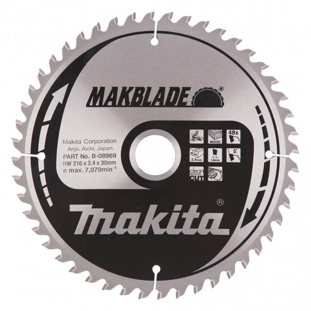 Pjovimo diskas MAKITA Makblade 216x30x2,4mm 48T 5&deg;