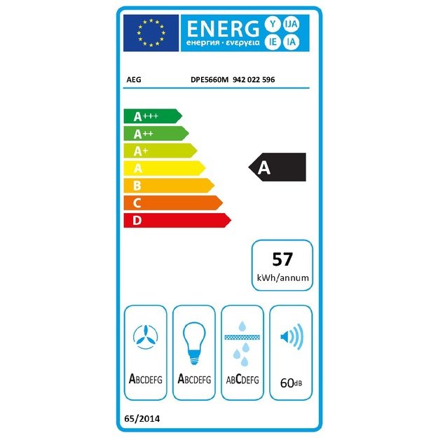 AEG DPE5660M Semi built-in (pull out) Grey 495 m3/h