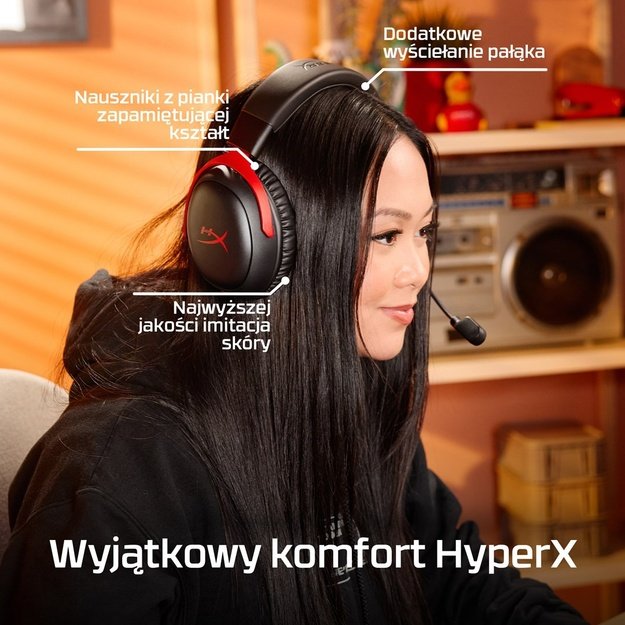 HyperX Cloud III S Wireless - Gaming Headset (Black-Red)