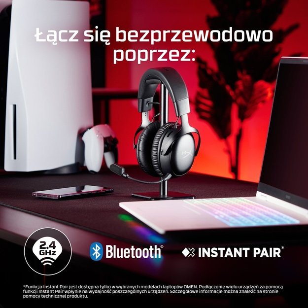 HyperX Cloud III S Wireless - Gaming Headset (Black-Red)