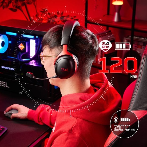 HyperX Cloud III S Wireless - Gaming Headset (Black-Red)