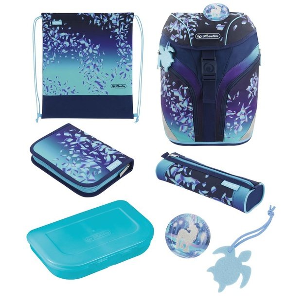 Herlitz SoftLight Plus Greenline Blue Ice school bag set Girl Polyester Blue, Navy