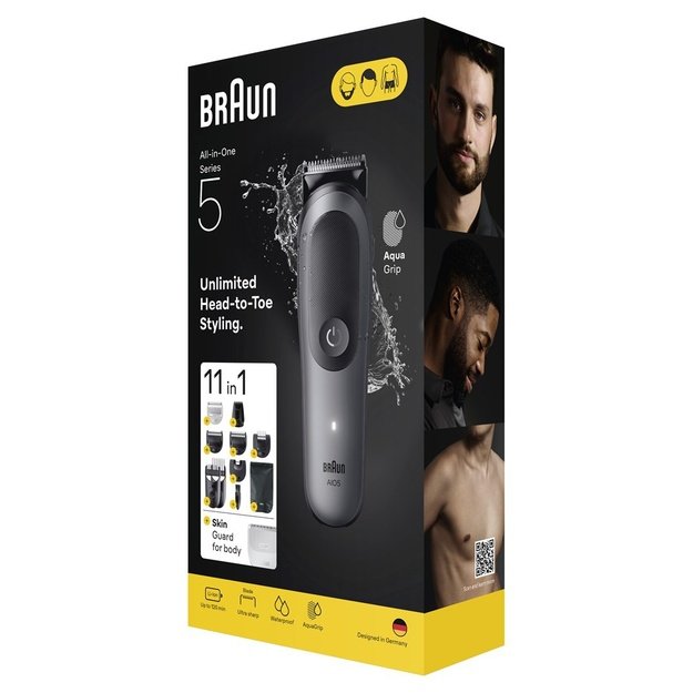 Braun 11-in-1 Grooming Kit | All-in-One Kit Series 5 AIO5560 | Cordless | Number of length steps 14 | Grey/Black
