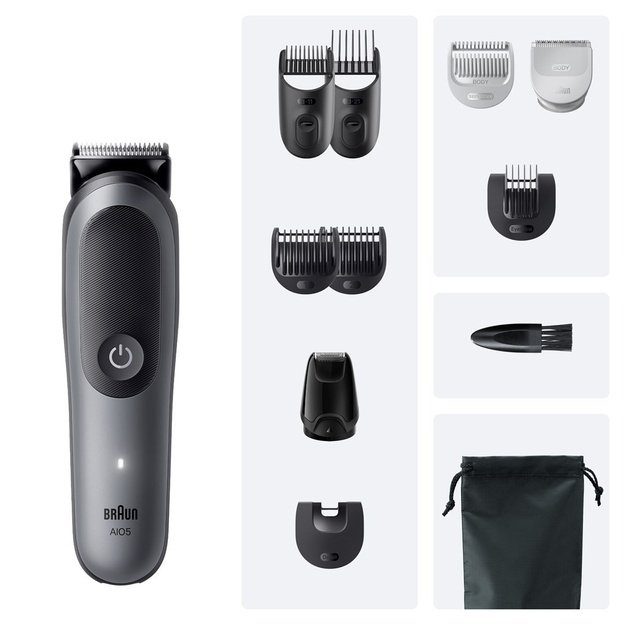 Braun 11-in-1 Grooming Kit | All-in-One Kit Series 5 AIO5560 | Cordless | Number of length steps 14 | Grey/Black