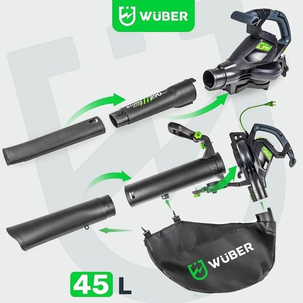 WUBER W43422 electric leaf blower 3000W with shredder 15:1