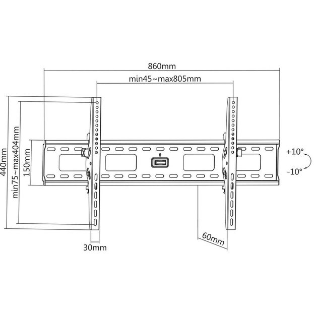 Manhattan Wall Mount for TV & Monitors (Tiltable), For screens 37  to 75 , VESA compatibility: all between 200x200mm to