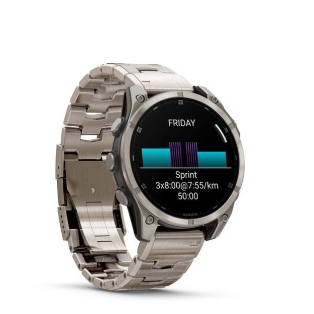 Garmin Fenix 8 3.56 cm (1.4 ) AMOLED 47 mm Digital 454 x 454 pixels Touchscreen Titanium Wi-Fi GPS (satellite)