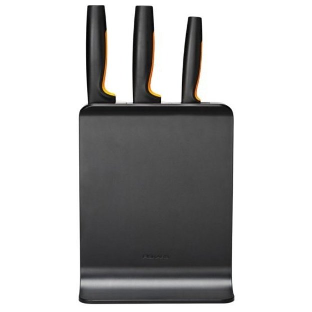 FISKARS SET OF 3 KNIVES IN A BLOCK BLACK FUNCTIONAL FORM