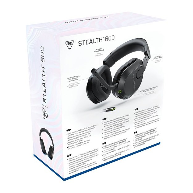 Turtle Beach Stealth 600 Black PlayStation Wireless Gaming Headset with up to 80 hour Battery, 50mm Speakers and Bluetooth for