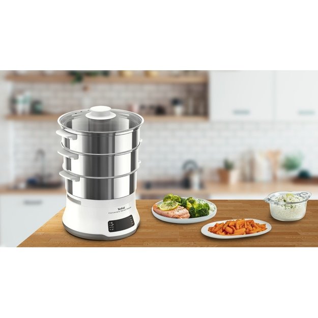 TEFAL Steamer Pot | VC502D10 | 0.7 L | Number of programs 8 | White/Stainless Steel
