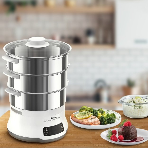 TEFAL Steamer Pot | VC502D10 | 0.7 L | Number of programs 8 | White/Stainless Steel