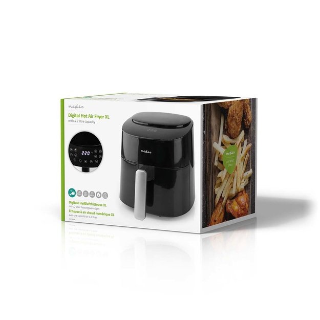 Nedis KAAF160BK fryer Single 4.2 L Stand-alone 1300 W Hot air fryer Black