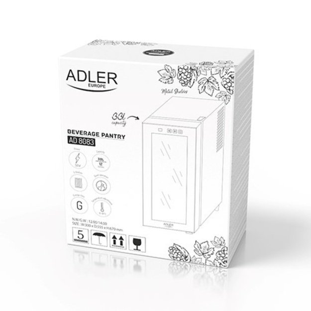 Adler | Beverage Pantry | AD 8083 | Energy efficiency class G | Free standing | Bottles capacity 12 | Black