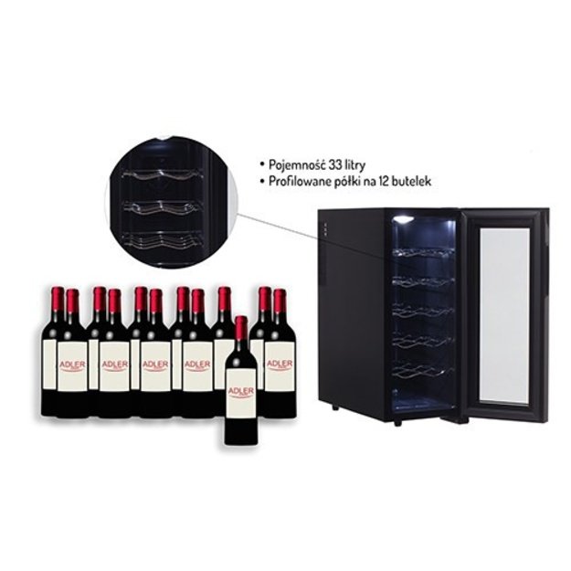 Adler | Beverage Pantry | AD 8083 | Energy efficiency class G | Free standing | Bottles capacity 12 | Black