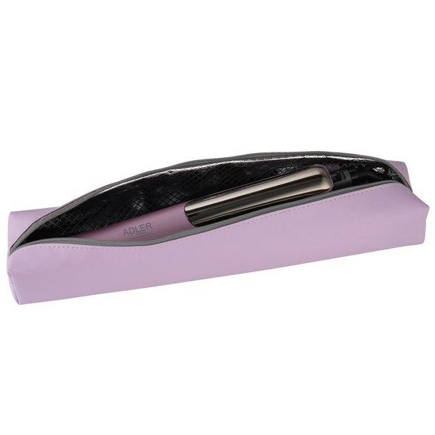 Adler AD 2329 Hair Straightener, Ceramic Coated Plates, LCD Display, 6 Temp Settings, Travel Case + Heat Glove, Purple