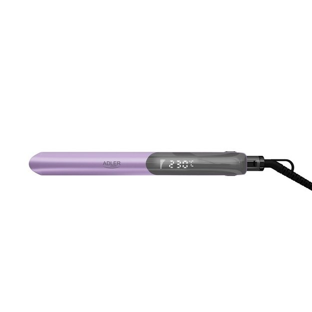 Adler AD 2329 Hair Straightener, Ceramic Coated Plates, LCD Display, 6 Temp Settings, Travel Case + Heat Glove, Purple