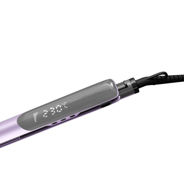 Adler AD 2329 Hair Straightener, Ceramic Coated Plates, LCD Display, 6 Temp Settings, Travel Case + Heat Glove, Purple