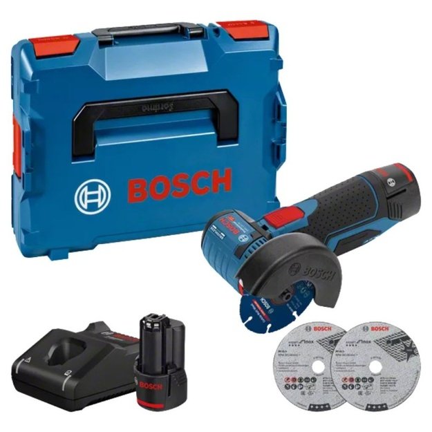 Akumuliatorinis kampinis &scaron;lifuoklis BOSCH GWS 12V-76-EC LB 2x3,0