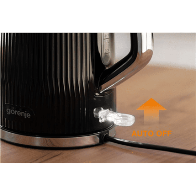 Gorenje K17DPB | Kettle | Electric | 1.7 L | 2200 W | Plastic/Stainless steel | 360&deg; rotational base | Black