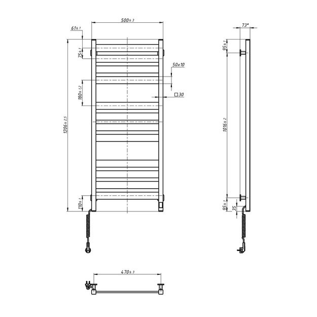 Elektrinis rank&scaron;luosčių džiovintuvas Navin Largo 500*1200 Sensor, 12-244155-5012, kairinis