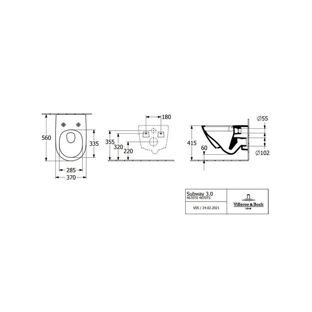 VILLEROY&BOCH pakabinamas klozetas su soft close dangčiu 4670TS01 2