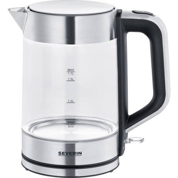 Severin WK 3420 electric kettle 1.7 L 2200 W Black, Stainless steel, Transparent