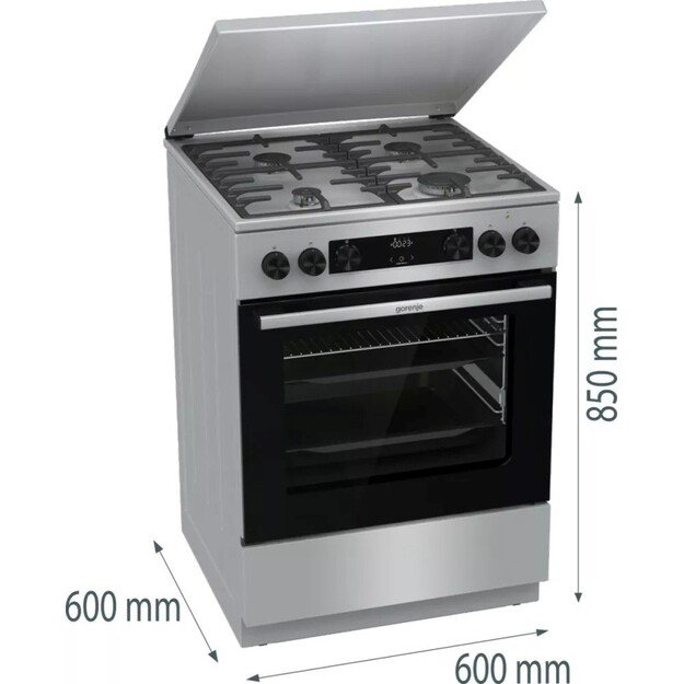 Gorenje GKS6C71XF Freestanding cooker with oven Silver 2