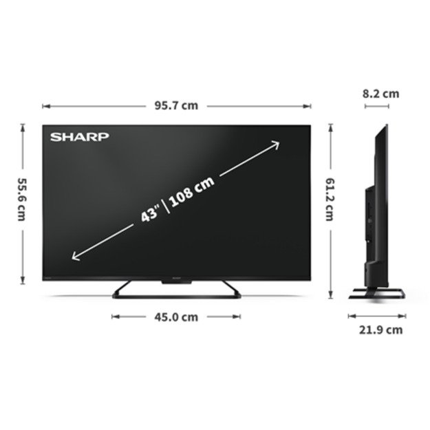 Sharp | 43HR7265E | 43 | Smart TV | Google TV | Black 2