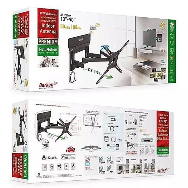 BARKAN VTM464L  13 -90  TV, 4 lankstų, su antena, sieninis, juodas, labai ilgas 3