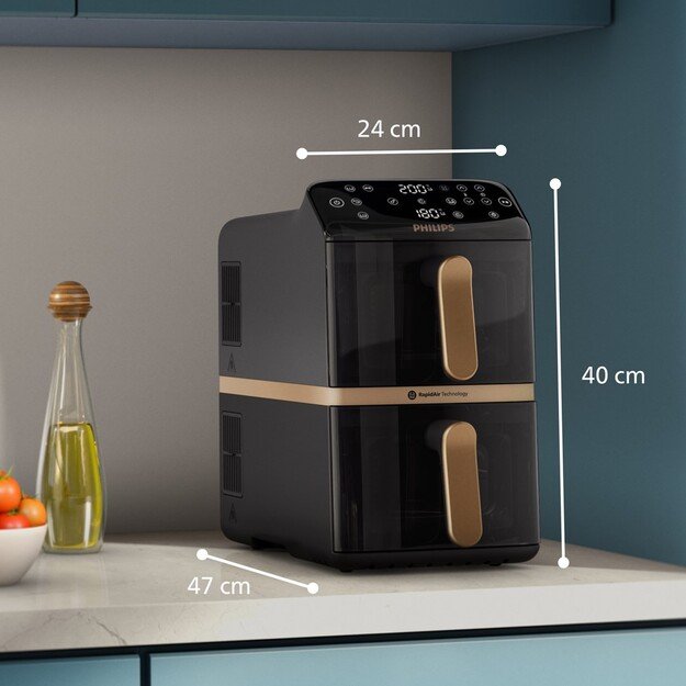 Philips 4000 series Dual Stack Airfryer Vertical Basket 10L Double Stand-alone 2750 W Hot air fryer Black 14