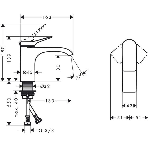 Praustuvo maišytuvas Hansgrohe Vivenis 80, 75012000