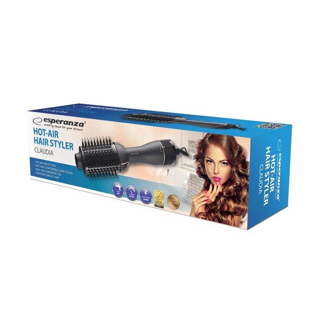 Esperanza EBL015 hair styling tool Hot air brush Black 1200W 2