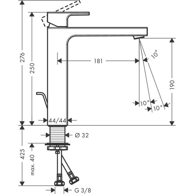 Praustuvo maišytuvas Hansgrohe Vernis Shape 190, 71562670, juodas matinis