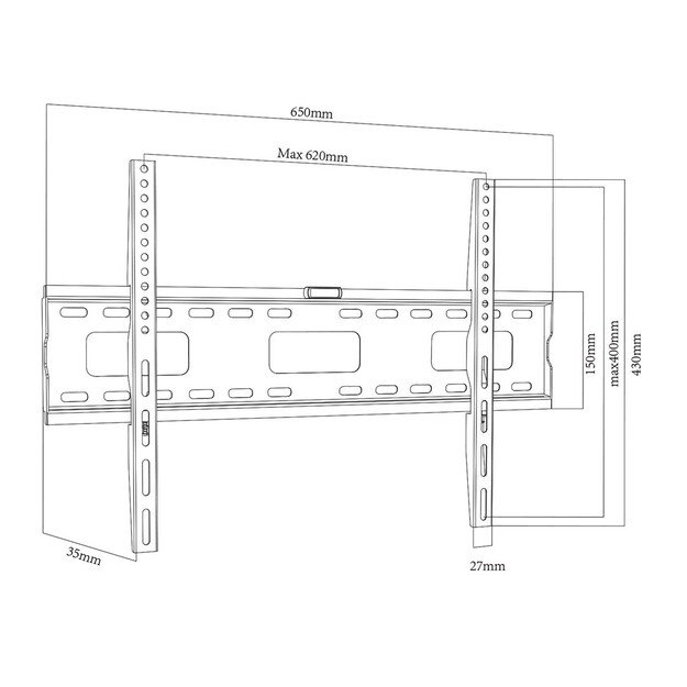 Maclean TV MC-419 Wall Mount Bracket 32 -100  VESA 600x400 45kg Tilting Universal Adjustable Spirit Level Accessories Flat