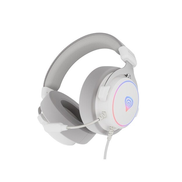 GENESIS NEON 764 RGB OVER-EAR HEADPHONES WITH MICROPHONE BACKLIGHT WHITE USB