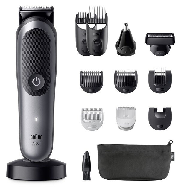 Braun 13in1 Grooming Kit | All-in-One Series 7 AIO7560 | Cordless | Number of length steps 14 | Black/Grey