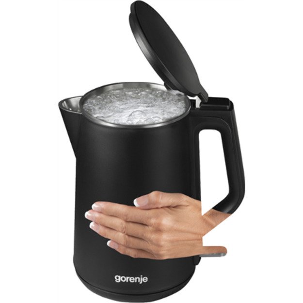 Gorenje | Kettle | K15DWBK | Electric | 2200 W | 1.5 L | Stainless steel | 360° rotational base | Black